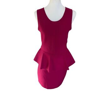$368 BCBGMAXAZRIA SEXY PINK SLEEVELESS COCKTAIL PARTY WEDDING PEPLUM‎ DRESS SZ M